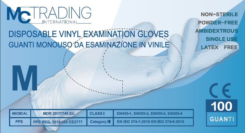 Guanti monouso in vinile M/100pz senza polvere Guanti monouso in vinile M/100pz senza polvere