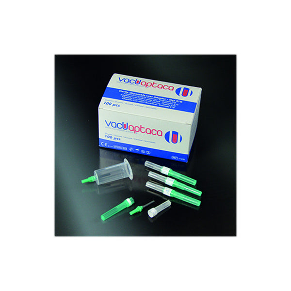 Adattatore Luer, sterile, monouso. Ago 21 G, colore verde.