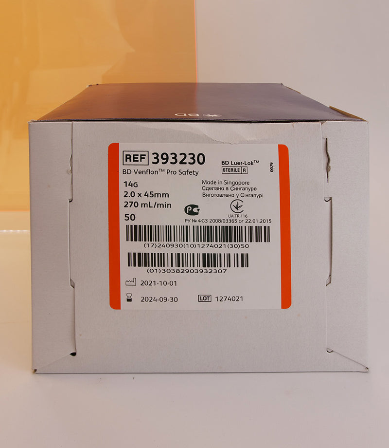 AGO CANNULA BD Venflon™ Pro Safety 14G ARANCIONE 2,0 x 45 mm