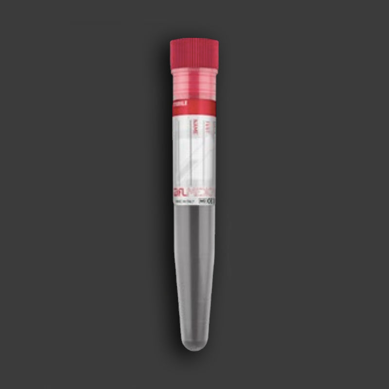 PROVETTA STERILE CONICA 10 ml IN POLIPROPILENE CON TAPPO ROSSO + ETICHETTA